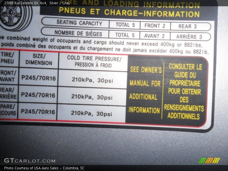 Silver / Gray 2006 Kia Sorento EX 4x4