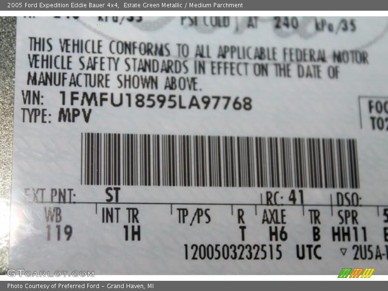 Estate Green Metallic / Medium Parchment 2005 Ford Expedition Eddie Bauer 4x4