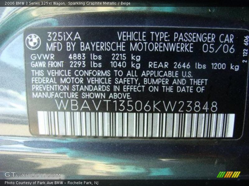 Sparkling Graphite Metallic / Beige 2006 BMW 3 Series 325xi Wagon