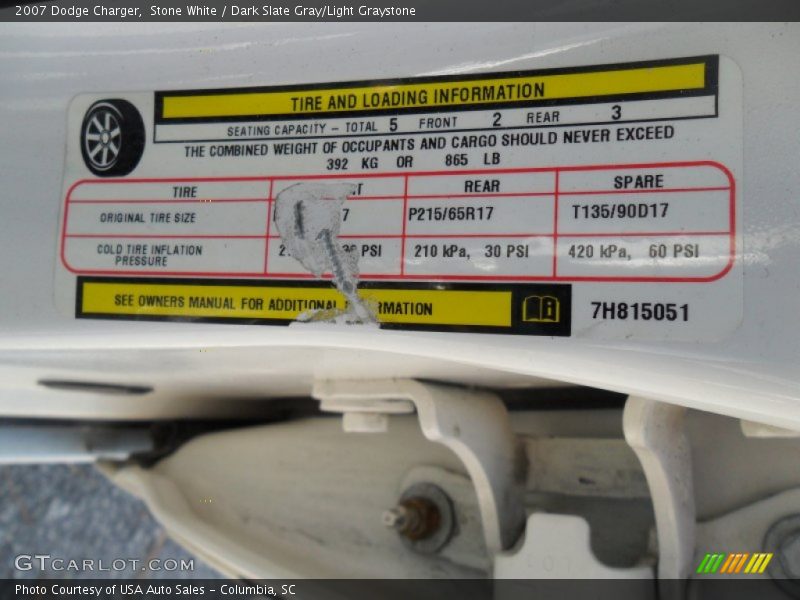 Stone White / Dark Slate Gray/Light Graystone 2007 Dodge Charger
