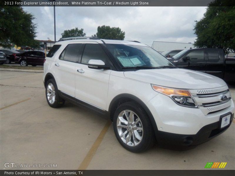 White Platinum Tri-Coat / Medium Light Stone 2013 Ford Explorer Limited EcoBoost