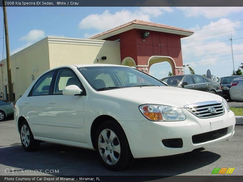 White / Gray 2008 Kia Spectra EX Sedan