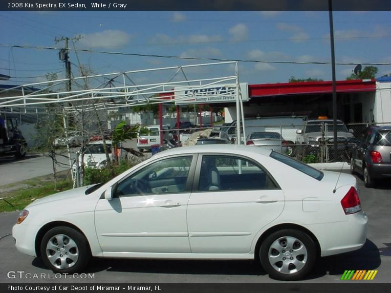 White / Gray 2008 Kia Spectra EX Sedan