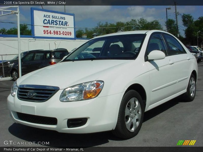White / Gray 2008 Kia Spectra EX Sedan