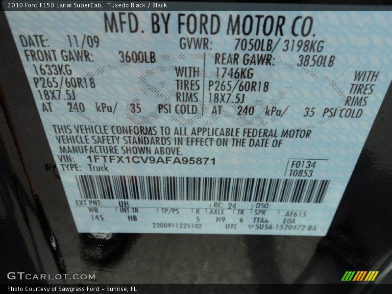 Tuxedo Black / Black 2010 Ford F150 Lariat SuperCab