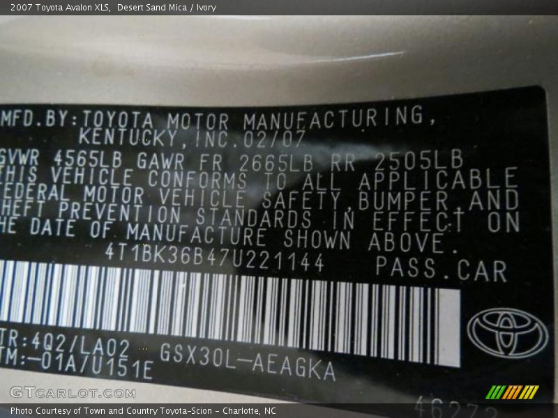 Desert Sand Mica / Ivory 2007 Toyota Avalon XLS