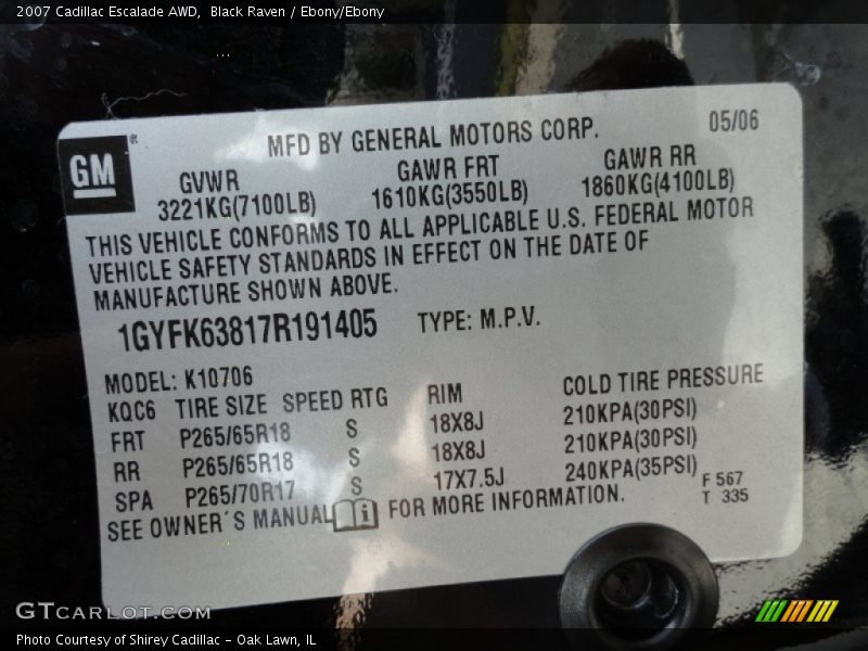 Black Raven / Ebony/Ebony 2007 Cadillac Escalade AWD