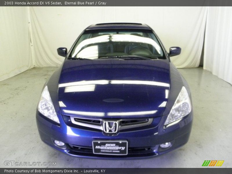 Eternal Blue Pearl / Gray 2003 Honda Accord EX V6 Sedan