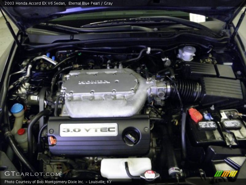 Eternal Blue Pearl / Gray 2003 Honda Accord EX V6 Sedan