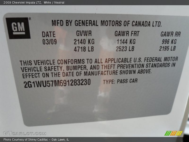 White / Neutral 2009 Chevrolet Impala LTZ