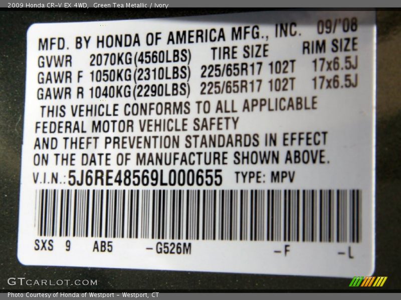 Green Tea Metallic / Ivory 2009 Honda CR-V EX 4WD