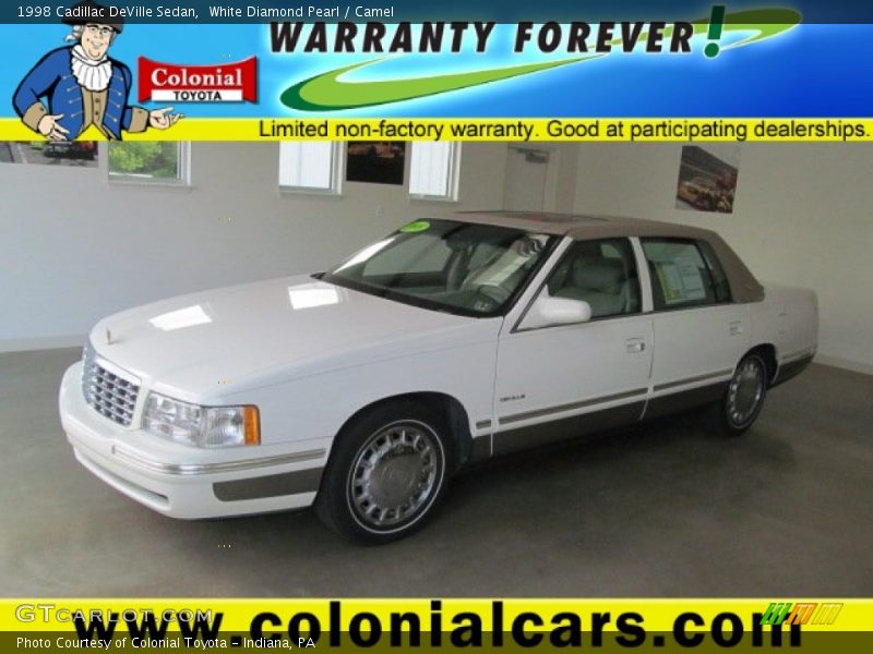 White Diamond Pearl / Camel 1998 Cadillac DeVille Sedan