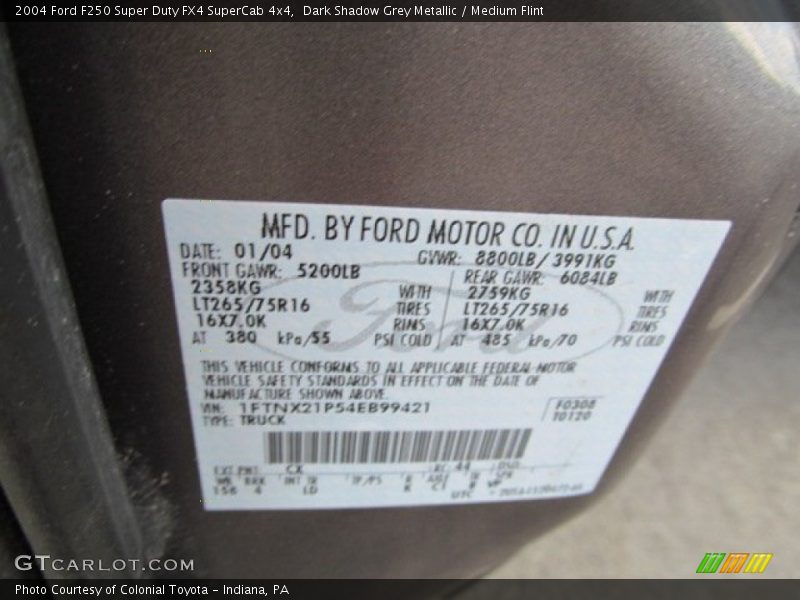 Dark Shadow Grey Metallic / Medium Flint 2004 Ford F250 Super Duty FX4 SuperCab 4x4