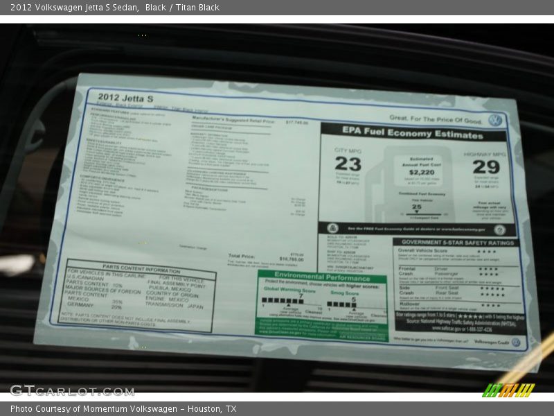Black / Titan Black 2012 Volkswagen Jetta S Sedan