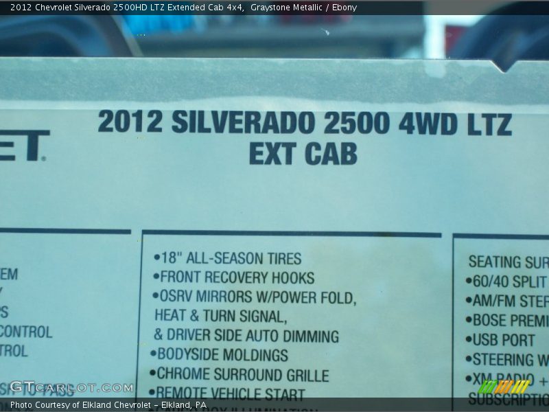 Graystone Metallic / Ebony 2012 Chevrolet Silverado 2500HD LTZ Extended Cab 4x4