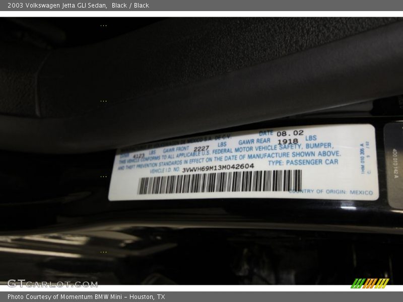 Black / Black 2003 Volkswagen Jetta GLI Sedan