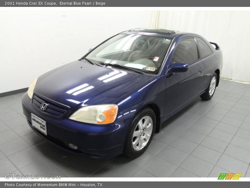 Eternal Blue Pearl / Beige 2001 Honda Civic EX Coupe