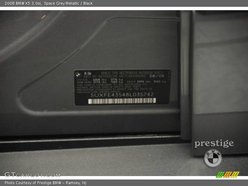 Space Grey Metallic / Black 2008 BMW X5 3.0si