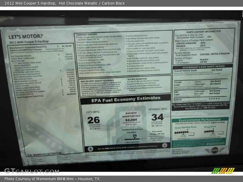 Hot Chocolate Metallic / Carbon Black 2012 Mini Cooper S Hardtop