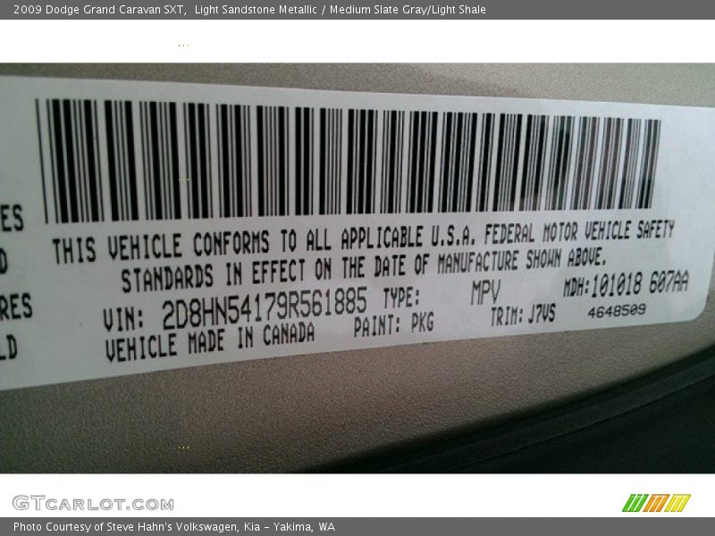 Light Sandstone Metallic / Medium Slate Gray/Light Shale 2009 Dodge Grand Caravan SXT