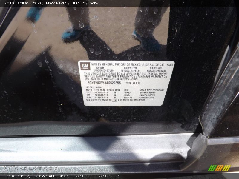 Black Raven / Titanium/Ebony 2010 Cadillac SRX V6