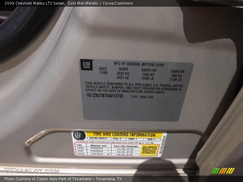 Gold Mist Metallic / Cocoa/Cashmere 2009 Chevrolet Malibu LTZ Sedan