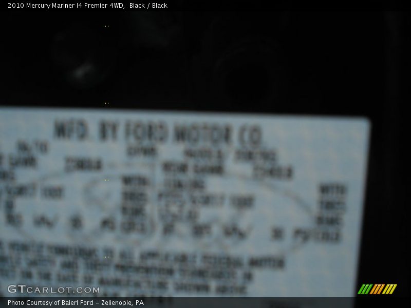 Black / Black 2010 Mercury Mariner I4 Premier 4WD