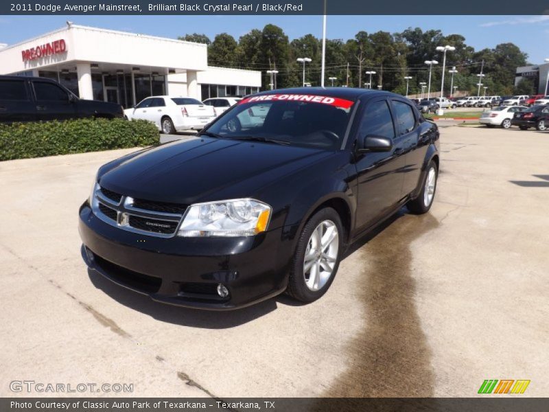 Brilliant Black Crystal Pearl / Black/Red 2011 Dodge Avenger Mainstreet