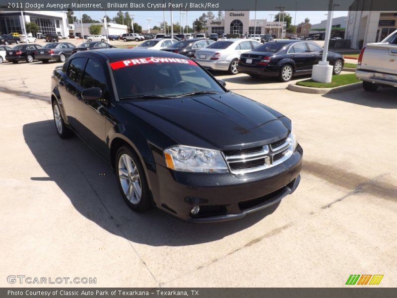 Brilliant Black Crystal Pearl / Black/Red 2011 Dodge Avenger Mainstreet