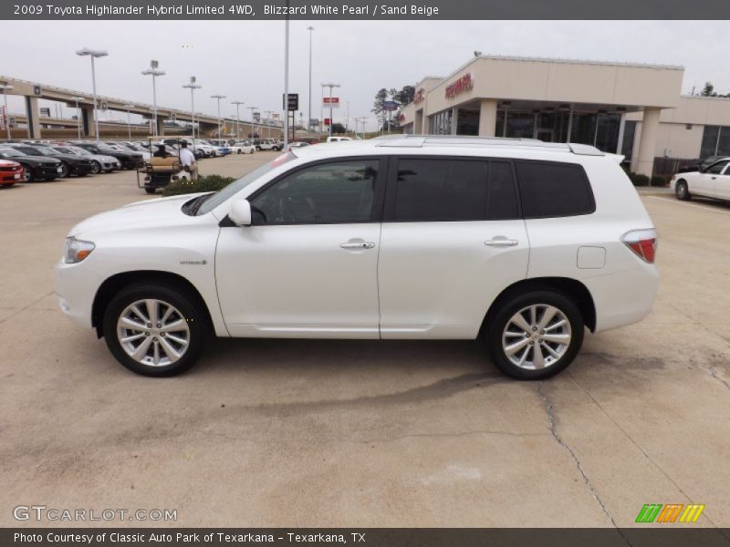 Blizzard White Pearl / Sand Beige 2009 Toyota Highlander Hybrid Limited 4WD