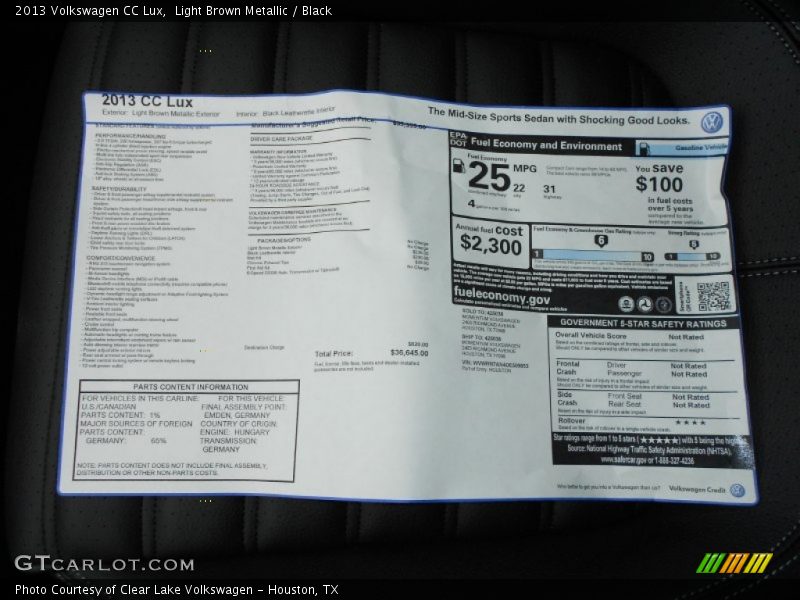  2013 CC Lux Window Sticker