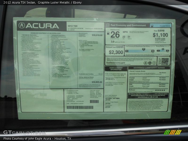 Graphite Luster Metallic / Ebony 2012 Acura TSX Sedan