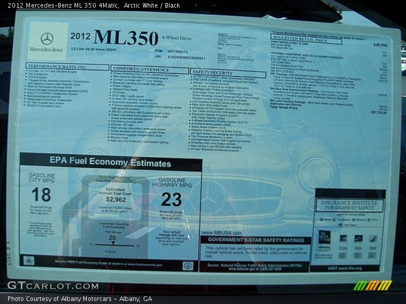 Arctic White / Black 2012 Mercedes-Benz ML 350 4Matic