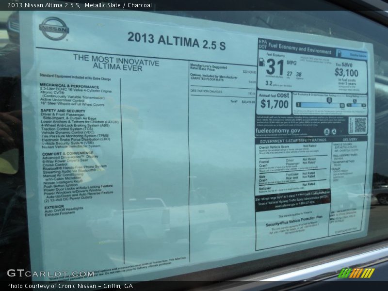 Metallic Slate / Charcoal 2013 Nissan Altima 2.5 S