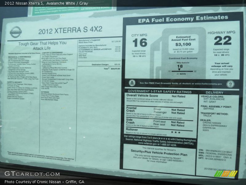  2012 Xterra S Window Sticker