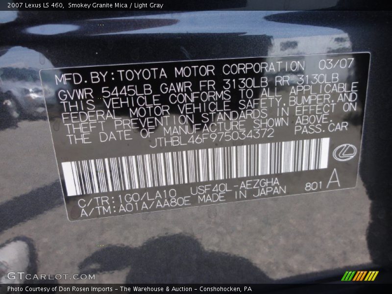 Smokey Granite Mica / Light Gray 2007 Lexus LS 460