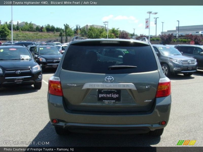 Blizzard White Pearl / Ash Gray 2008 Toyota Highlander 4WD