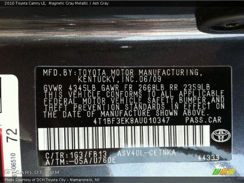 Magnetic Gray Metallic / Ash Gray 2010 Toyota Camry LE