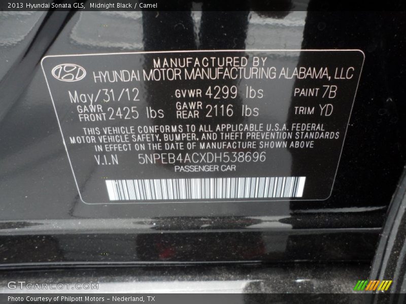 Midnight Black / Camel 2013 Hyundai Sonata GLS