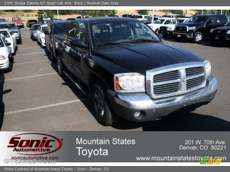 Black / Medium Slate Gray 2005 Dodge Dakota SLT Quad Cab 4x4