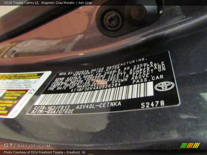 Magnetic Gray Metallic / Ash Gray 2010 Toyota Camry LE