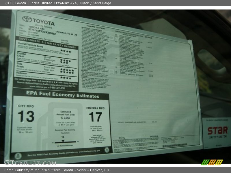 Black / Sand Beige 2012 Toyota Tundra Limited CrewMax 4x4