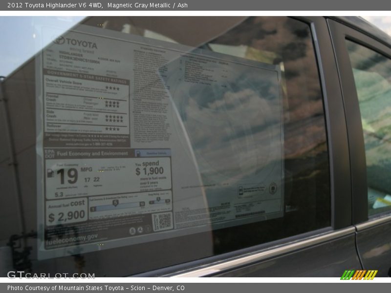 Magnetic Gray Metallic / Ash 2012 Toyota Highlander V6 4WD