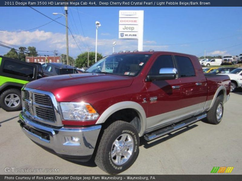 Deep Cherry Red Crystal Pearl / Light Pebble Beige/Bark Brown 2011 Dodge Ram 3500 HD Laramie Mega Cab 4x4