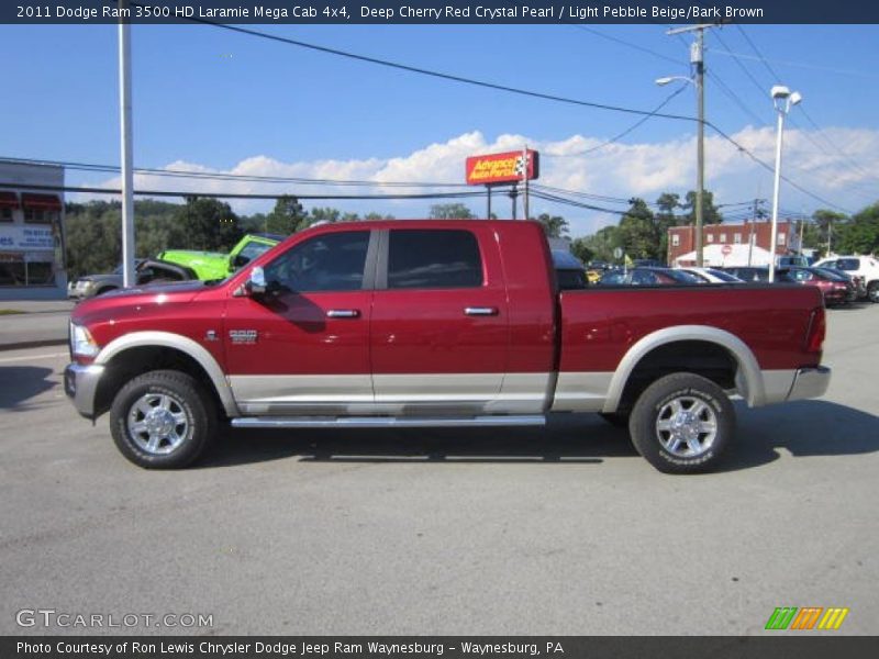 Deep Cherry Red Crystal Pearl / Light Pebble Beige/Bark Brown 2011 Dodge Ram 3500 HD Laramie Mega Cab 4x4