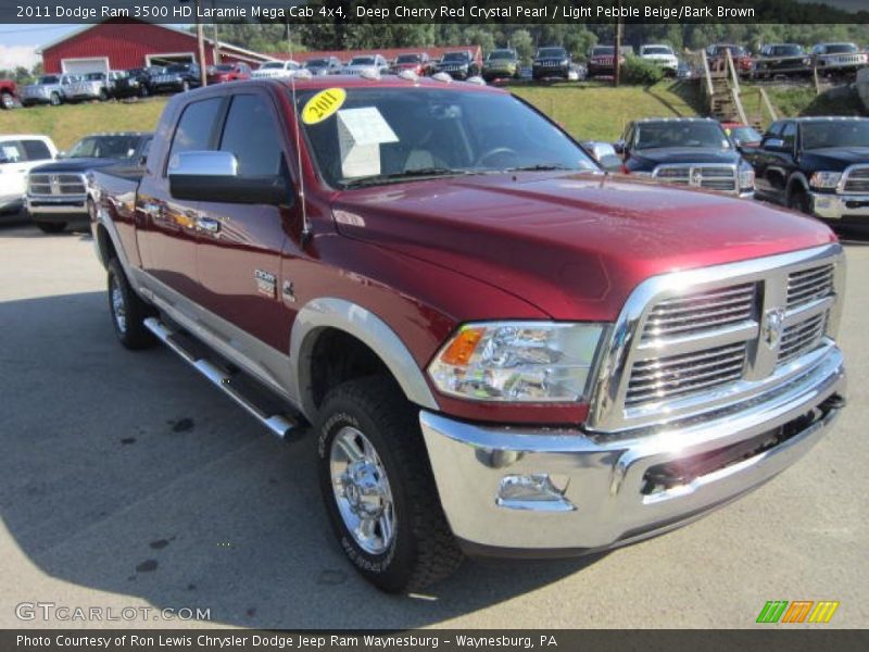 Deep Cherry Red Crystal Pearl / Light Pebble Beige/Bark Brown 2011 Dodge Ram 3500 HD Laramie Mega Cab 4x4