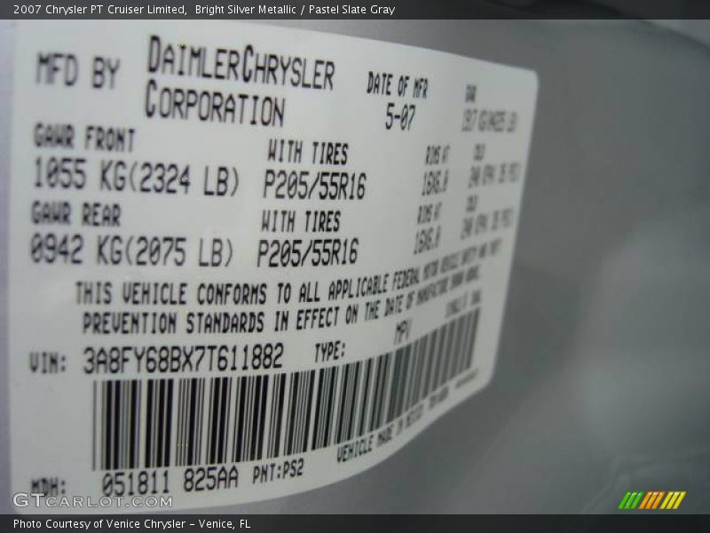 Bright Silver Metallic / Pastel Slate Gray 2007 Chrysler PT Cruiser Limited