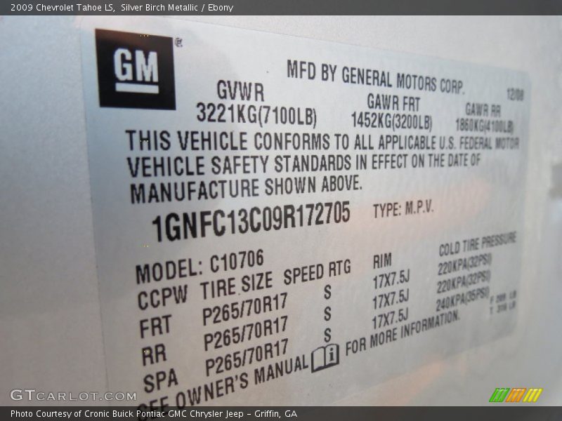 Silver Birch Metallic / Ebony 2009 Chevrolet Tahoe LS