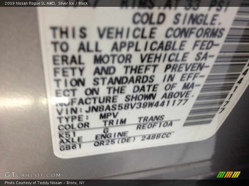 Silver Ice / Black 2009 Nissan Rogue SL AWD