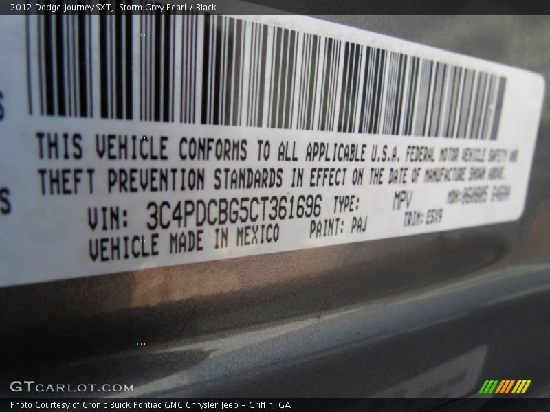 Storm Grey Pearl / Black 2012 Dodge Journey SXT